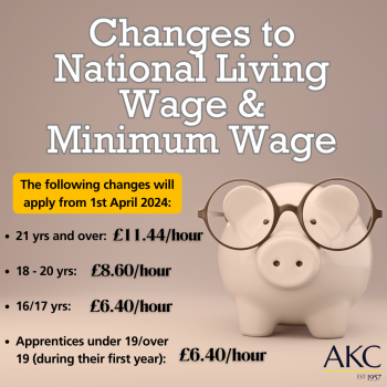 Changes to National Living Wage & Minimum Wage